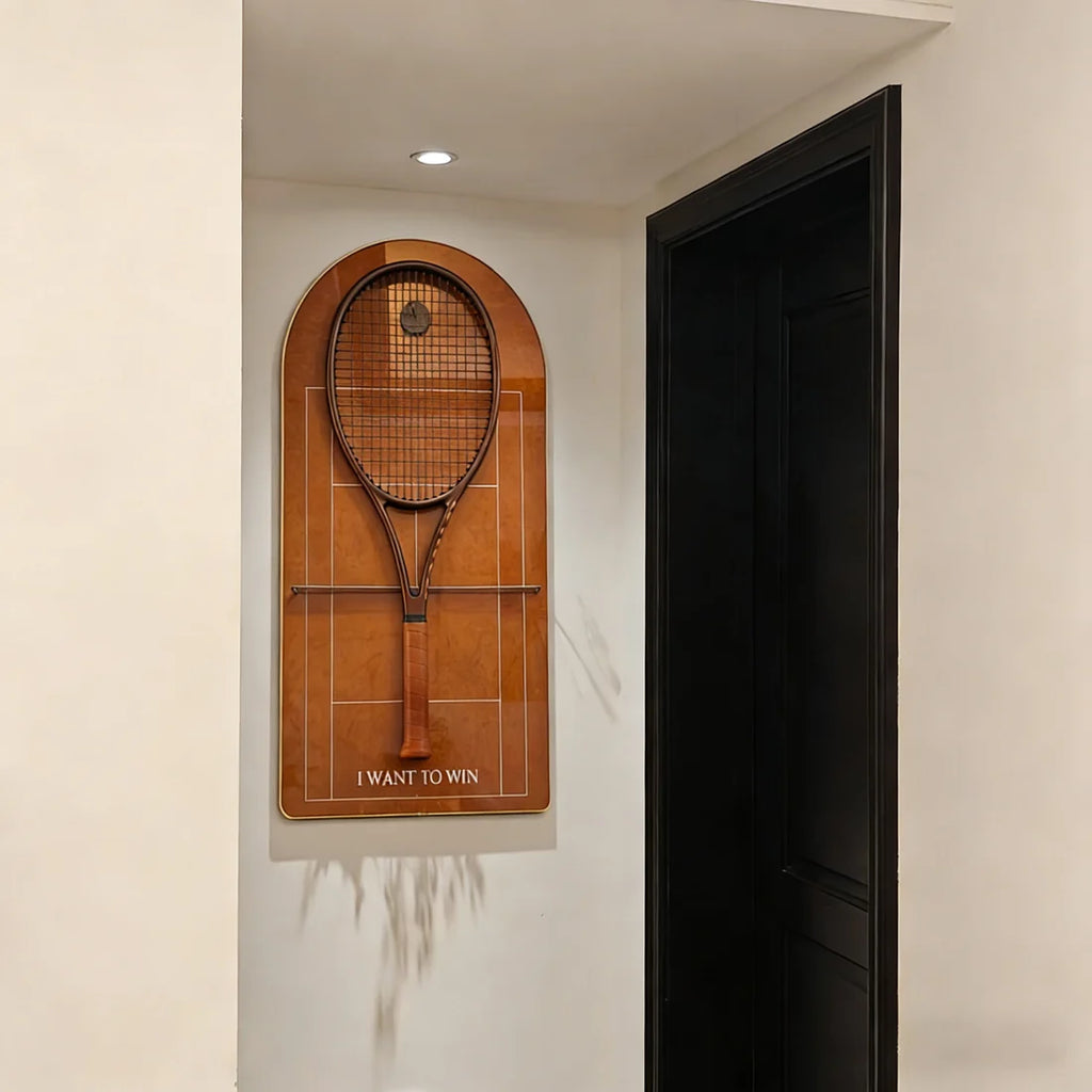 Clay Red Tennis Racket Display Case – Wall Mount Frame for Racquet Storage & Display (Excluding the racket）