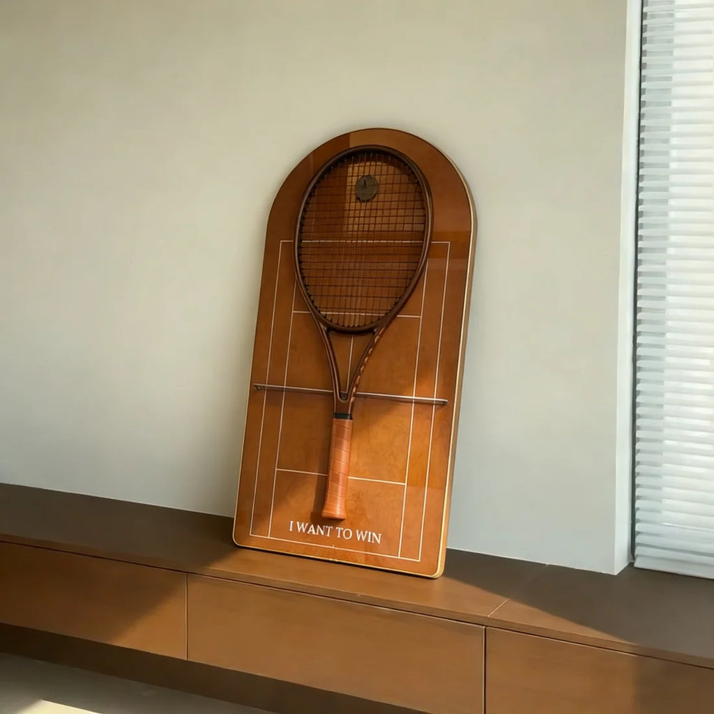 Clay Red Tennis Racket Display Case – Wall Mount Frame for Racquet Storage & Display (Excluding the racket）