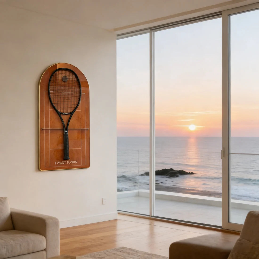 Clay Red Tennis Racket Display Case – Wall Mount Frame for Racquet Storage & Display (Excluding the racket）
