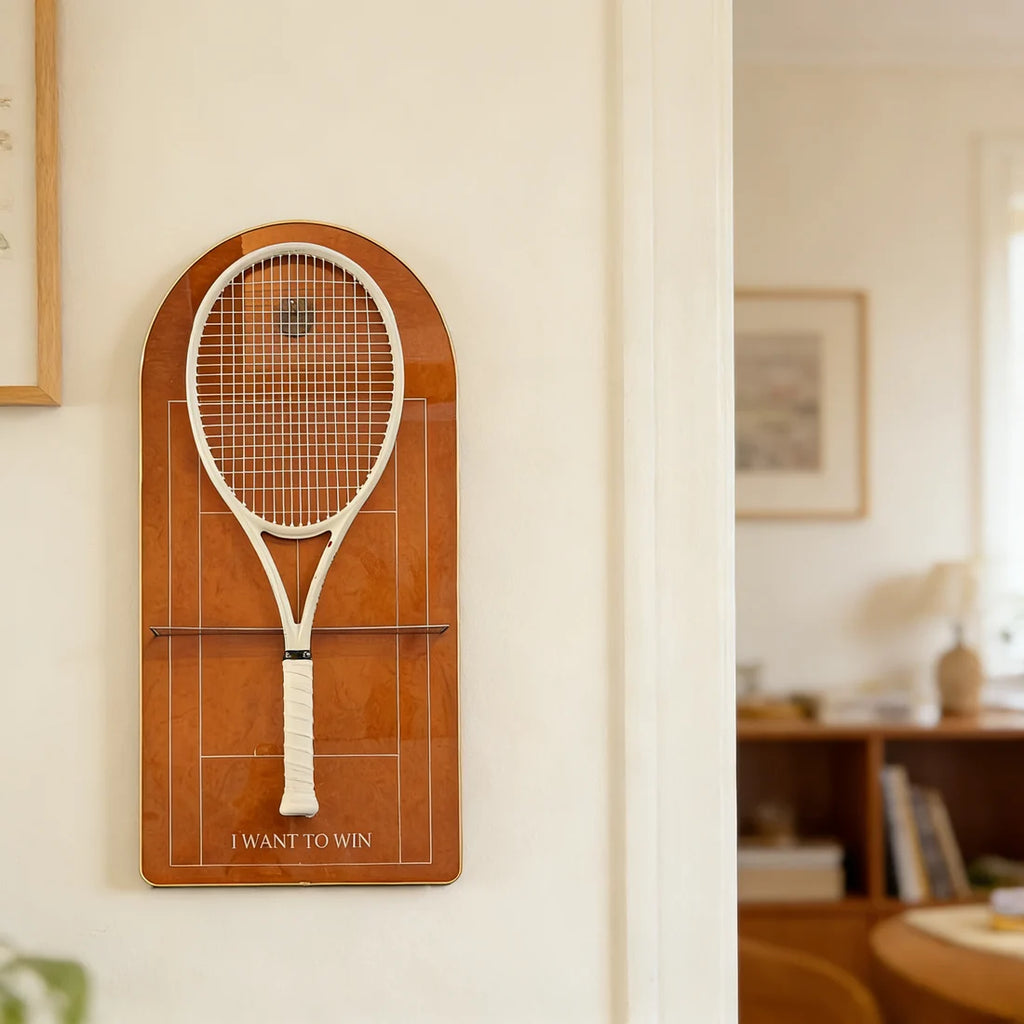 Clay Red Tennis Racket Display Case – Wall Mount Frame for Racquet Storage & Display (Excluding the racket）