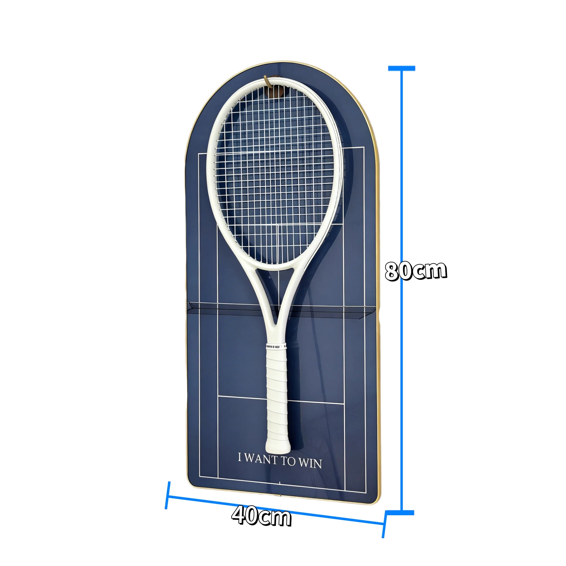 Blue Tennis Racket Wall Mount – Minimalist Display Holder & Storage Frame (Excluding the racket）