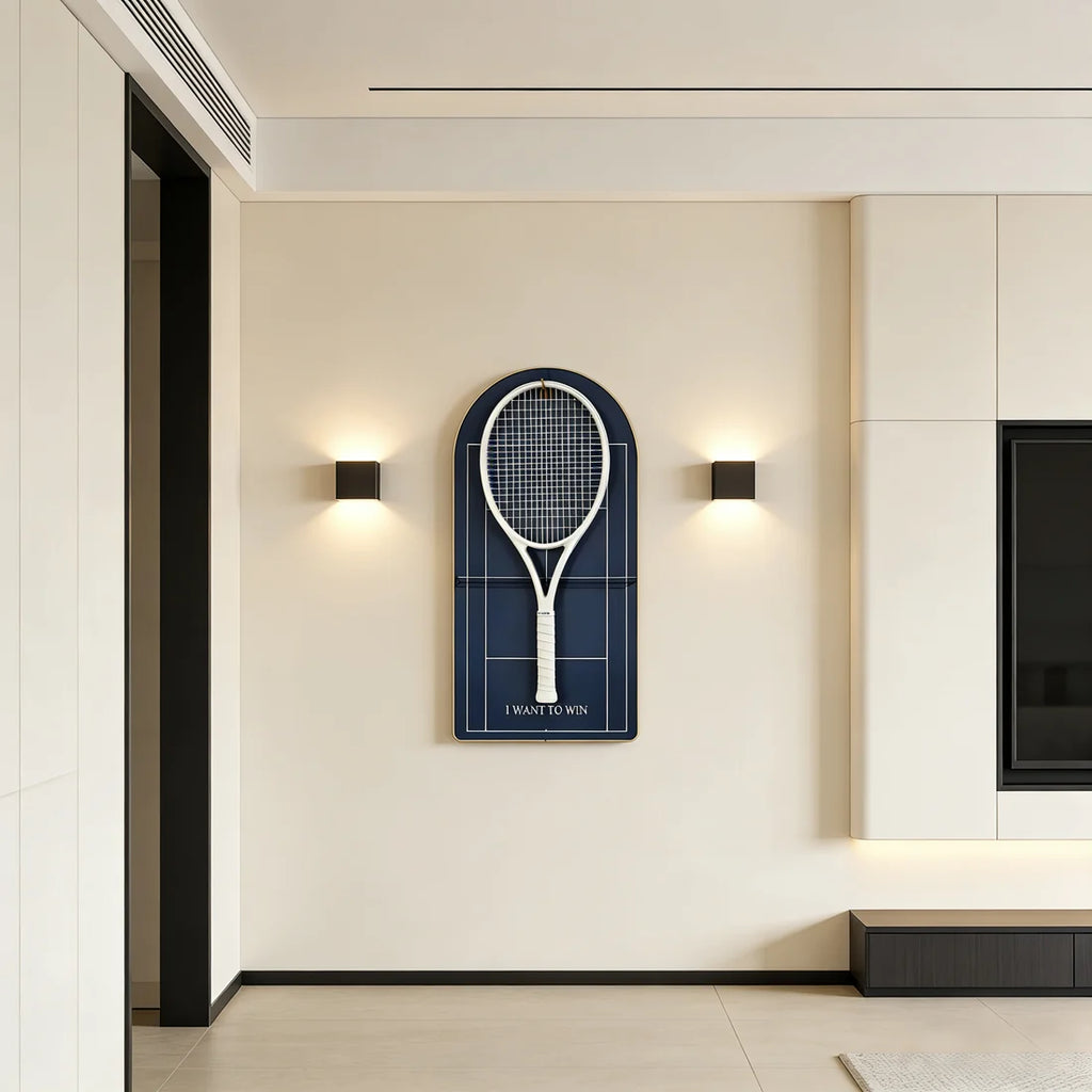 Blue Tennis Racket Wall Mount – Minimalist Display Holder & Storage Frame (Excluding the racket）