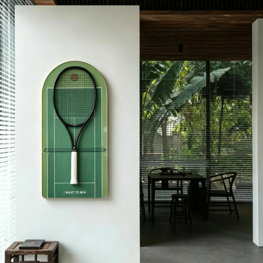 Green Tennis Racket Display Case – Wall Mount Frame for Tennis Collection (Excluding the racket）