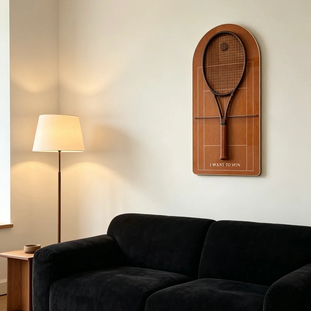 Clay Red Tennis Racket Display Case – Wall Mount Frame for Racquet Storage & Display (Excluding the racket）