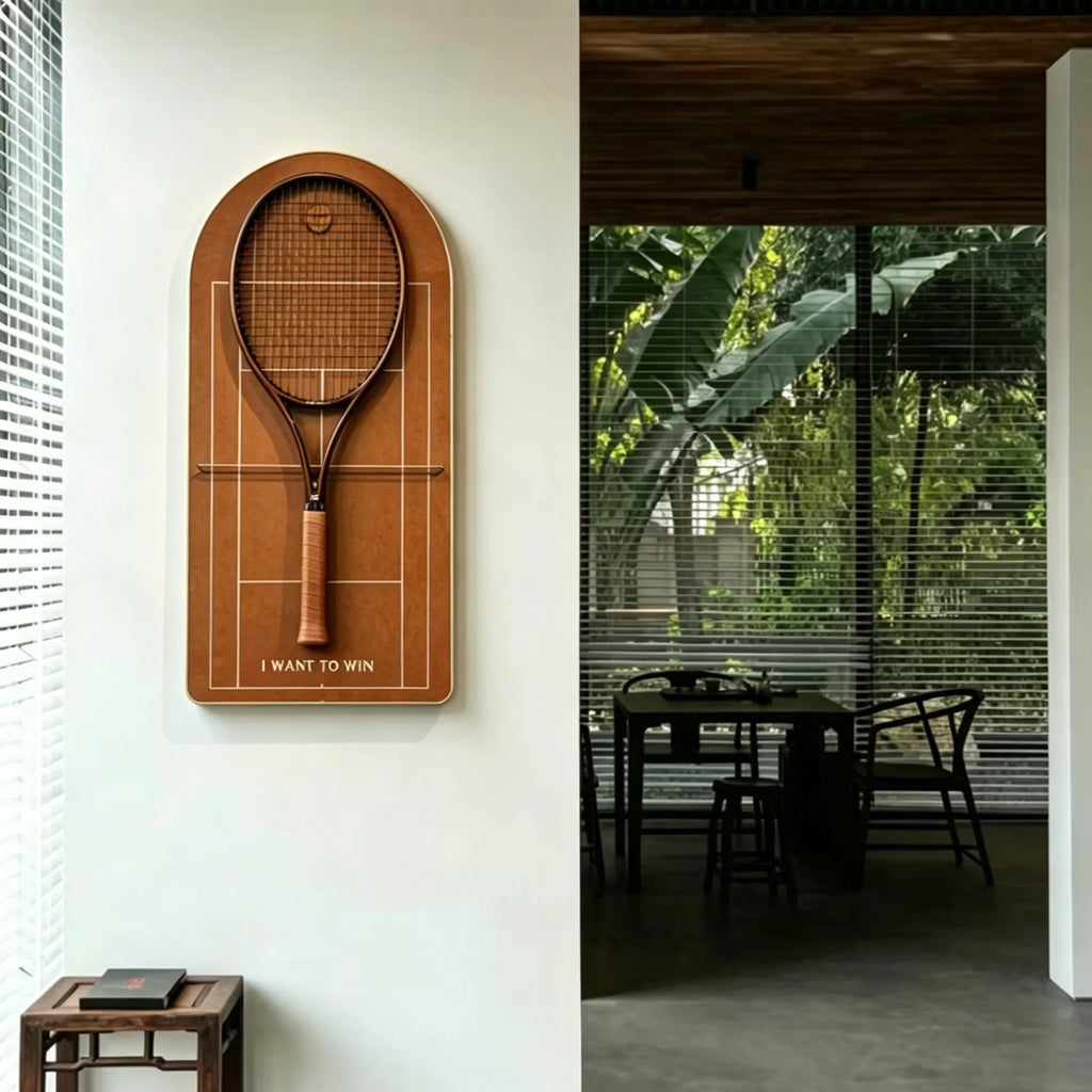 Clay Red Tennis Racket Display Case – Wall Mount Frame for Racquet Storage & Display (Excluding the racket）