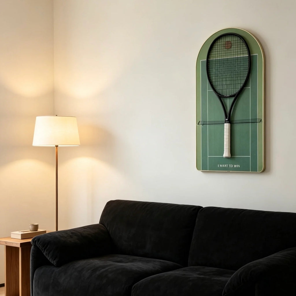 Green Tennis Racket Display Case – Wall Mount Frame for Tennis Collection (Excluding the racket）
