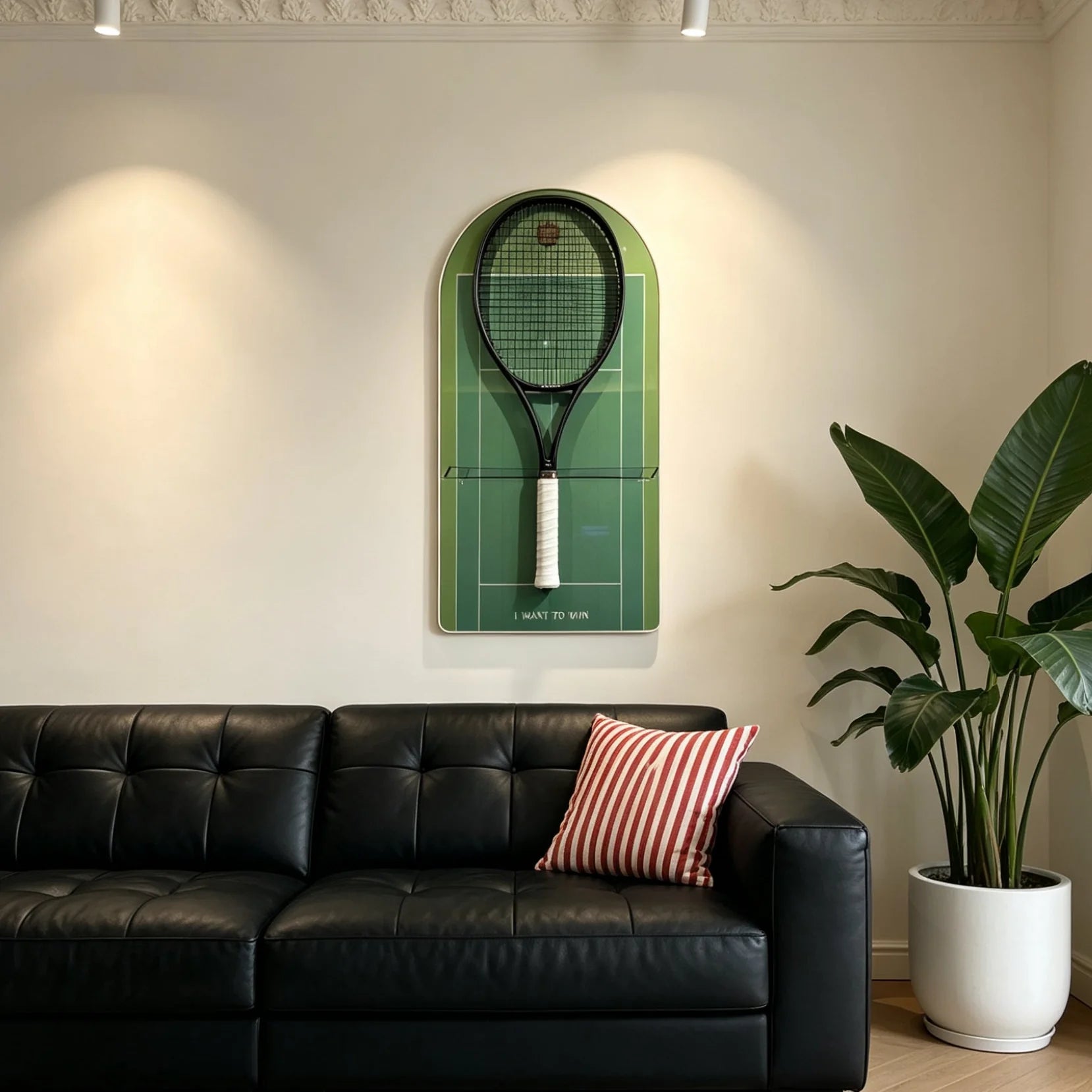 Green Tennis Racket Display Case – Wall Mount Frame for Tennis Collection (Excluding the racket）
