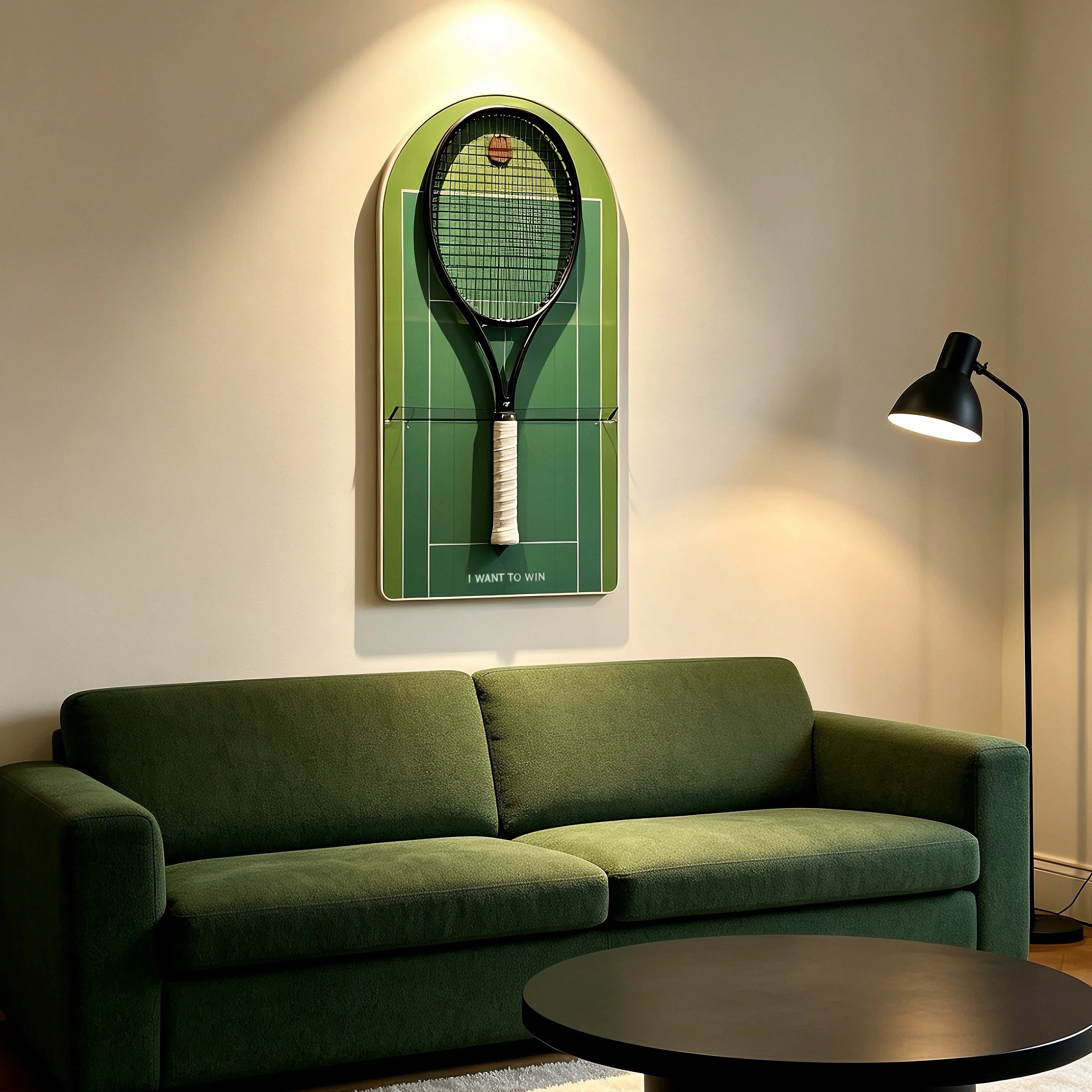 Green Tennis Racket Display Case – Wall Mount Frame for Tennis Collection (Excluding the racket）