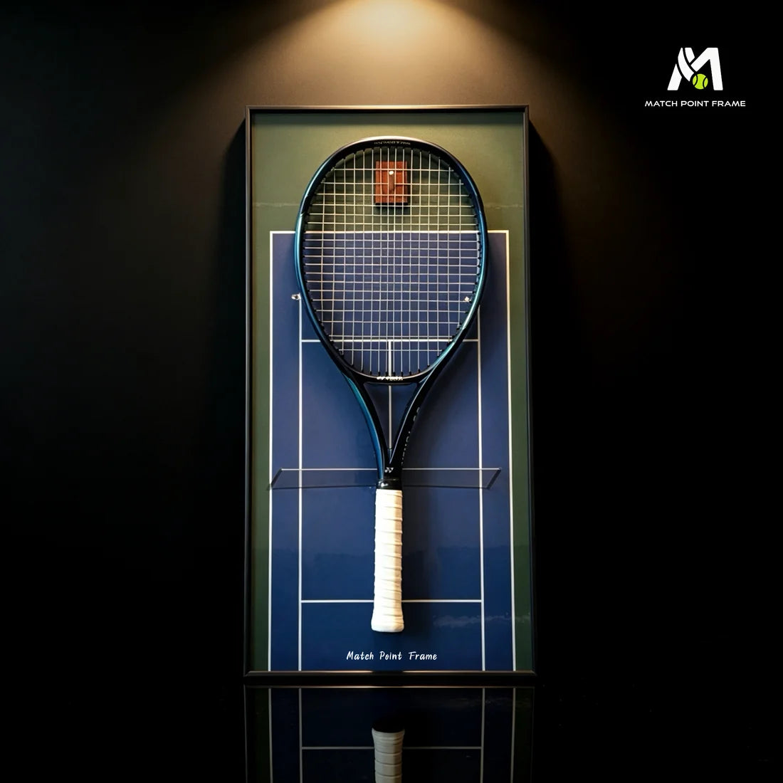 Midnight Blue Tennis Racket Display Frame – Wall Mount Racquet Holder & Tennis Room Decor (Excluding the racket）