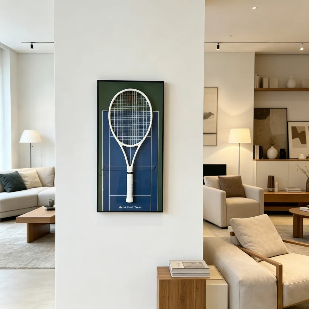 Midnight Blue Tennis Racket Display Frame – Wall Mount Racquet Holder & Tennis Room Decor (Excluding the racket）