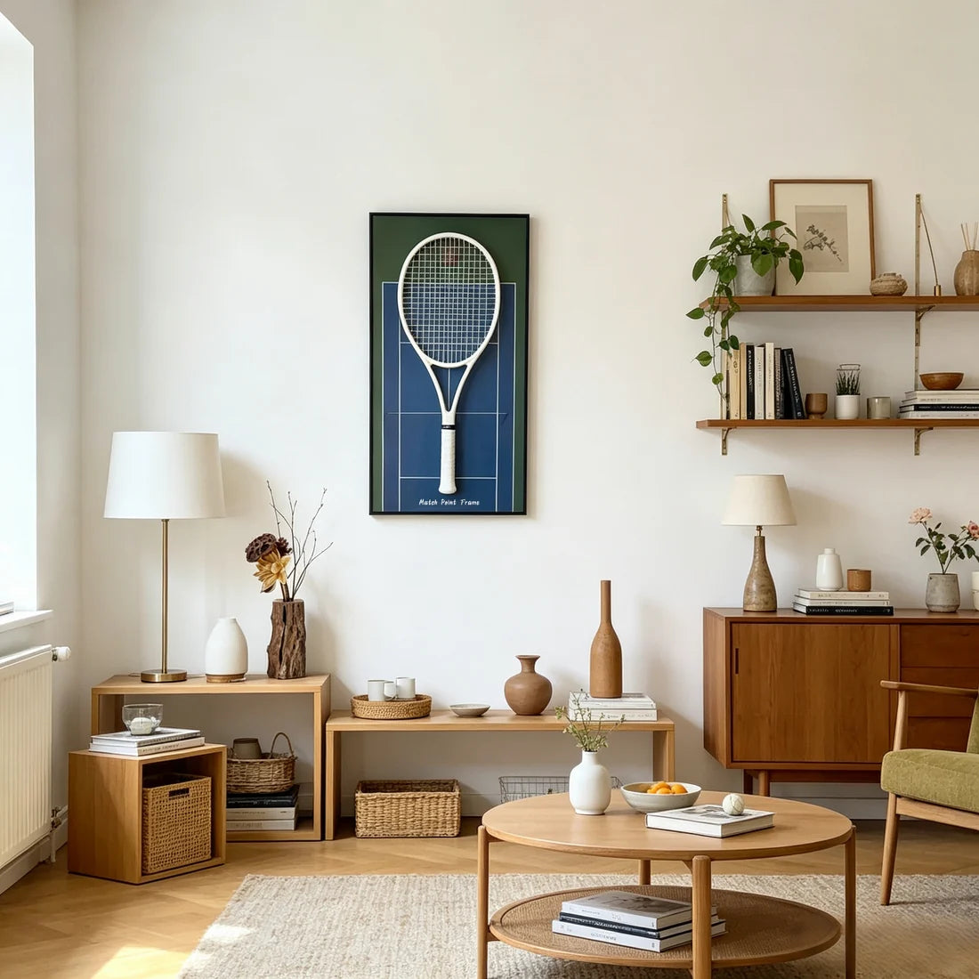 Midnight Blue Tennis Racket Display Frame – Wall Mount Racquet Holder & Tennis Room Decor (Excluding the racket）