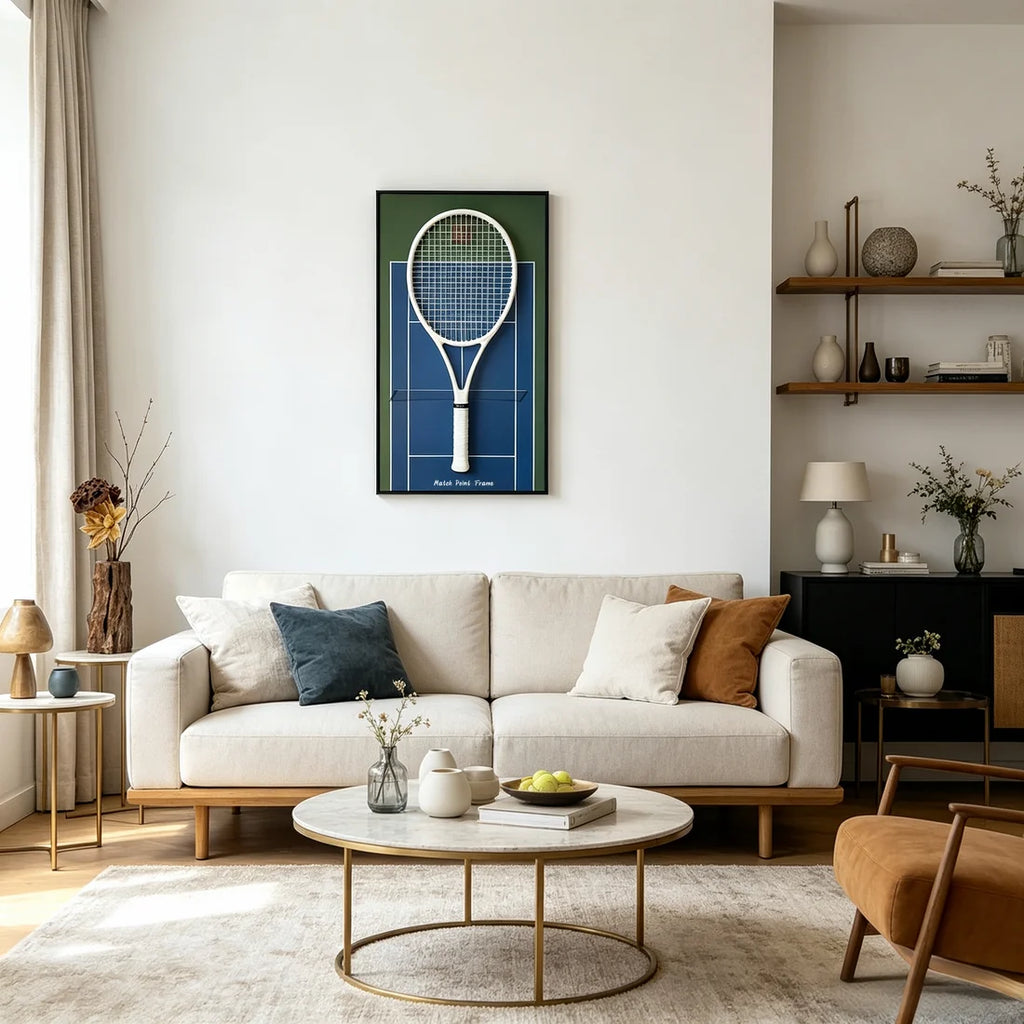 Midnight Blue Tennis Racket Display Frame – Wall Mount Racquet Holder & Tennis Room Decor (Excluding the racket）