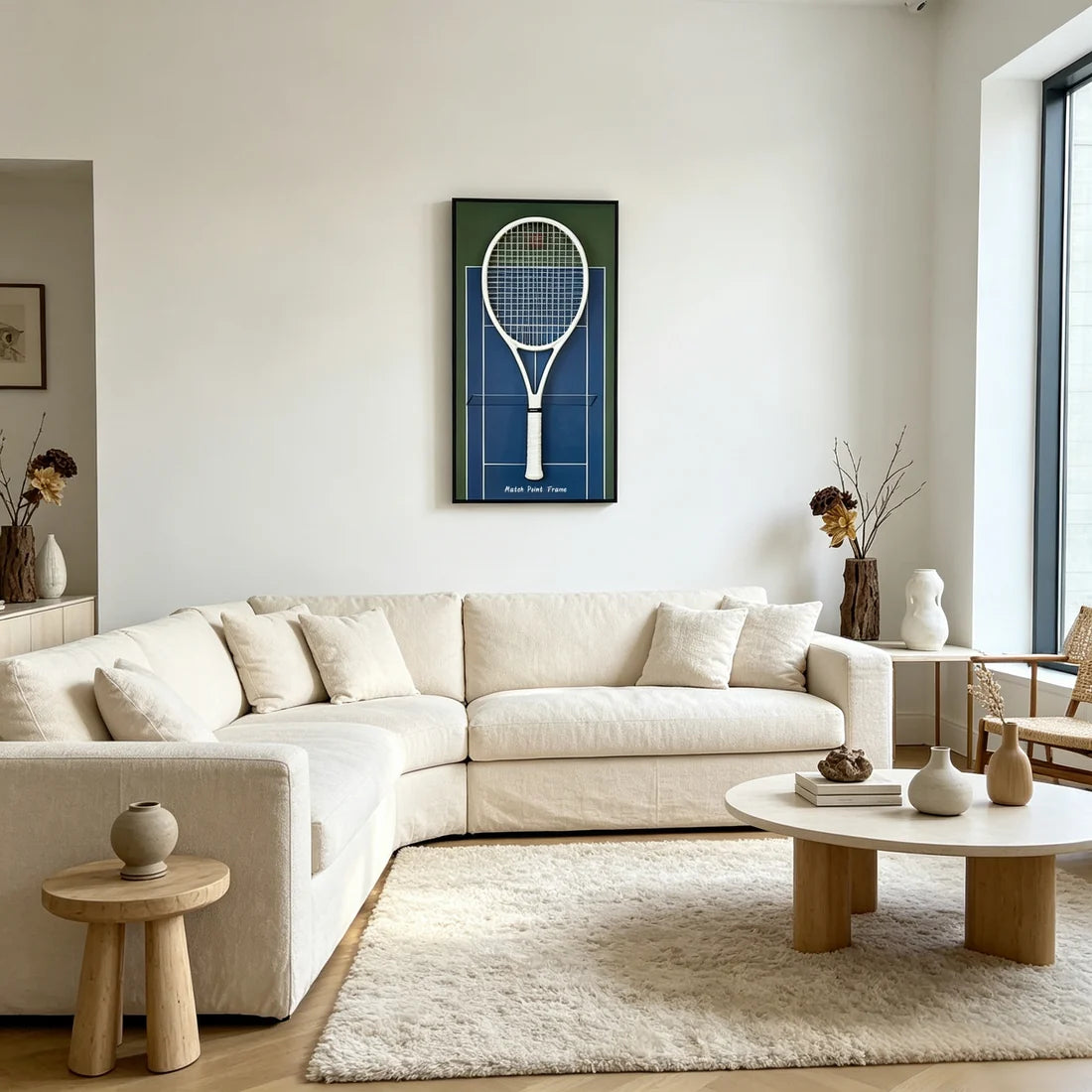 Midnight Blue Tennis Racket Display Frame – Wall Mount Racquet Holder & Tennis Room Decor (Excluding the racket）