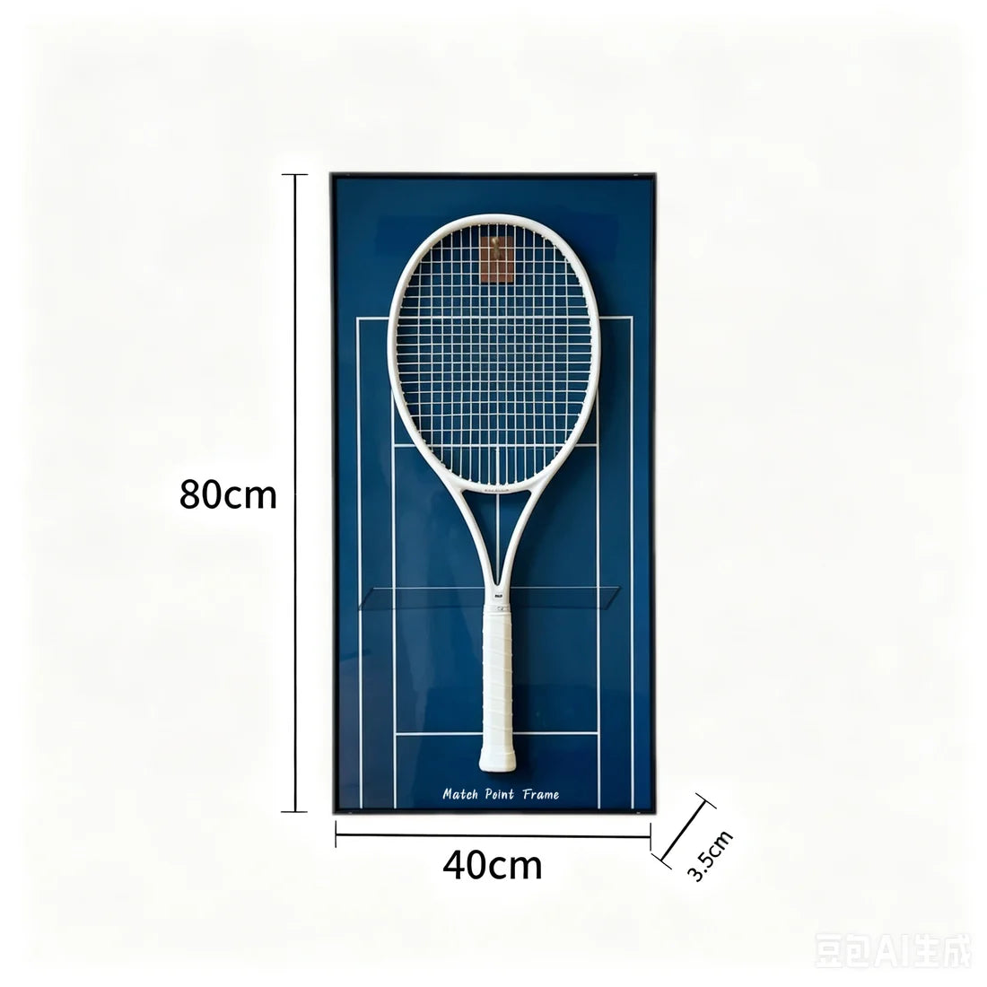 Court Blue Tennis Racket Display Frame – Wall Mount Racquet Holder & Tennis Room Decor (Excluding the racket）