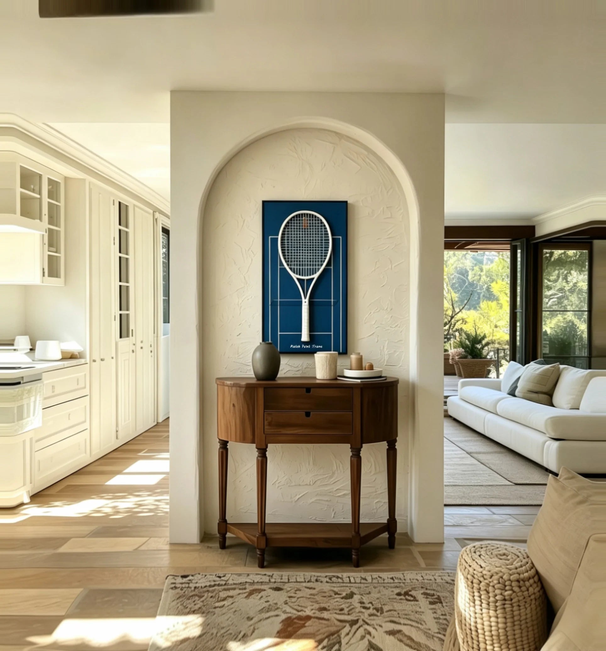 Court Blue Tennis Racket Display Frame – Wall Mount Racquet Holder & Tennis Room Decor (Excluding the racket）