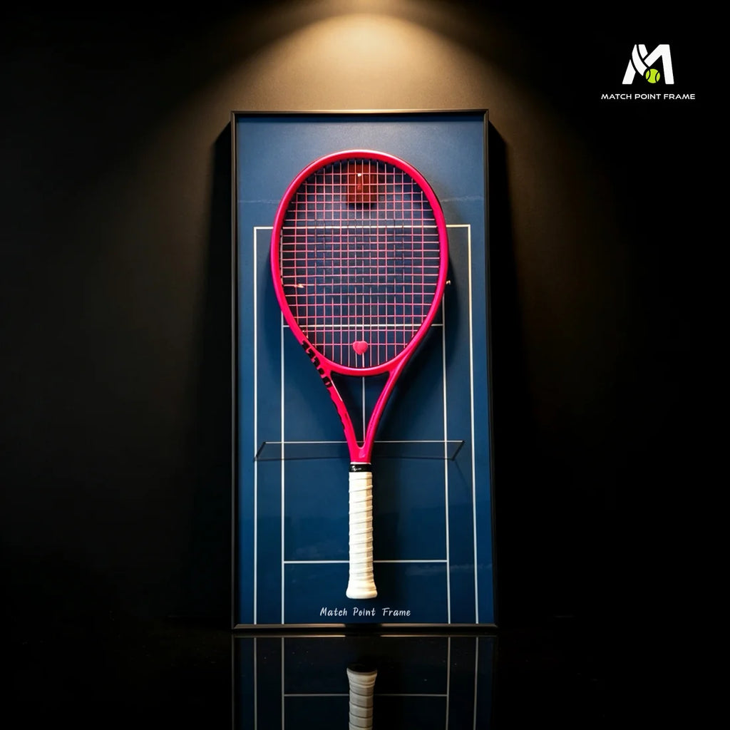 Court Blue Tennis Racket Display Frame – Wall Mount Racquet Holder & Tennis Room Decor (Excluding the racket）