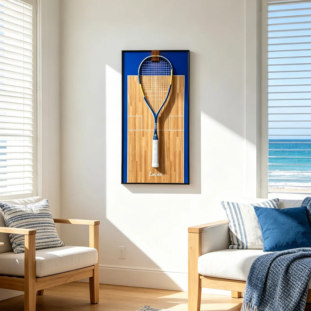 Custom Squash Racket Display Frame – Personalized Wall Display Case (Excluding the racket）