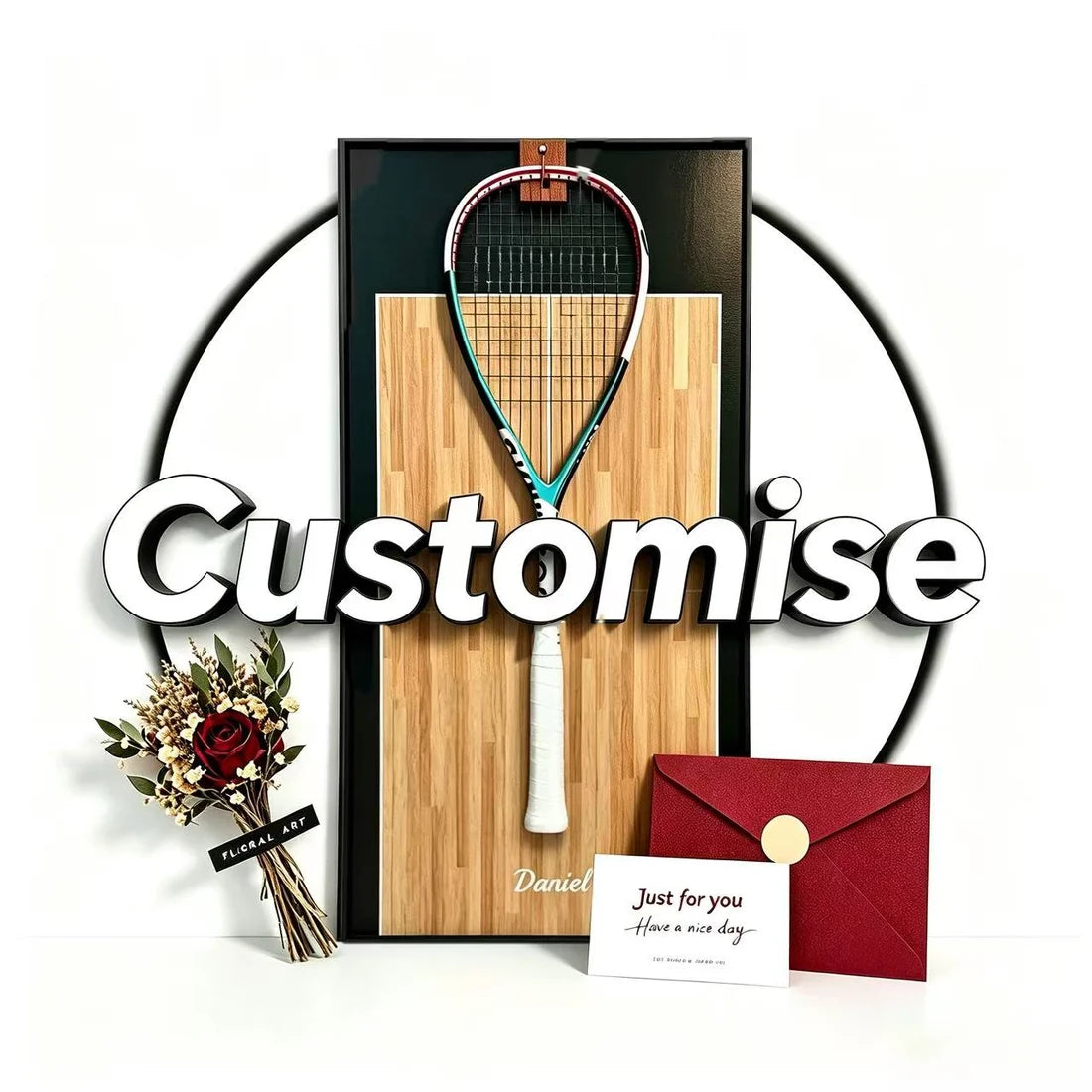 Custom Squash Racket Display Frame – Personalized Wall Display Case (Excluding the racket）