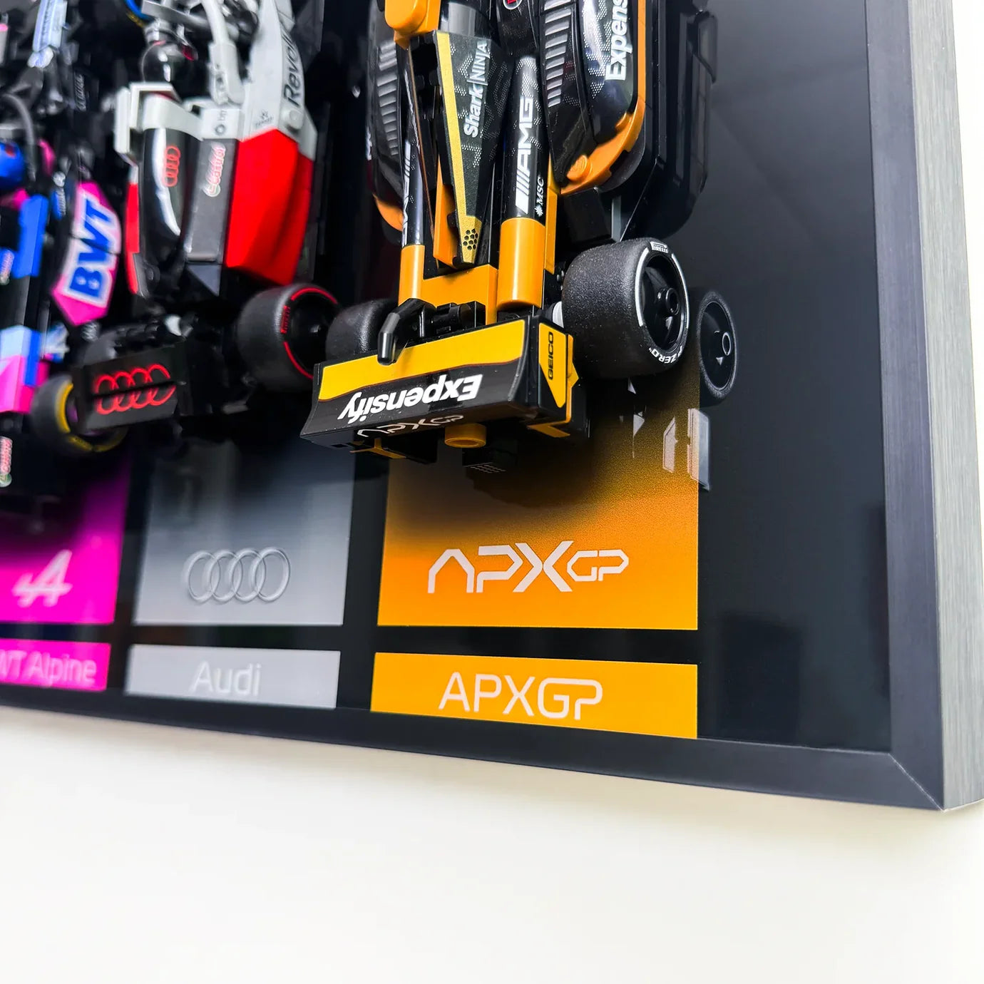 12-Car F1 Display Wall Frame – Complete Showcase Kit for LEGO Speed Champions | Horizontal | Black Matte
