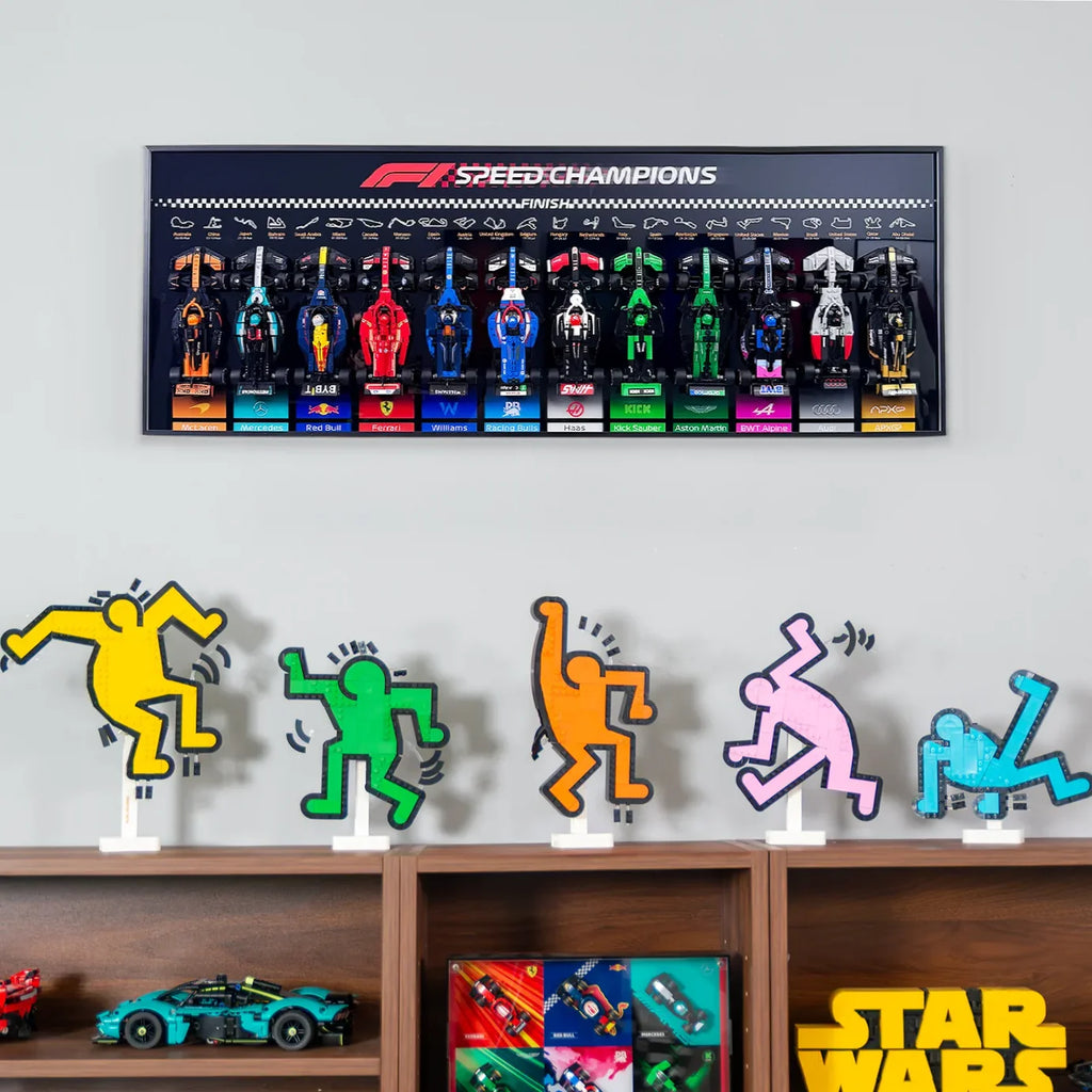 12-Car F1 Display Wall Frame – Complete Showcase Kit for LEGO Speed Champions | Horizontal | Black Matte