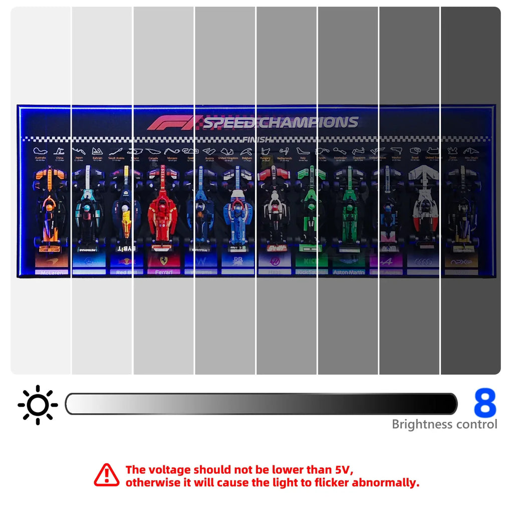 12-Car F1 Display Wall Frame – Complete Showcase Kit for LEGO Speed Champions | Horizontal | Black Matte