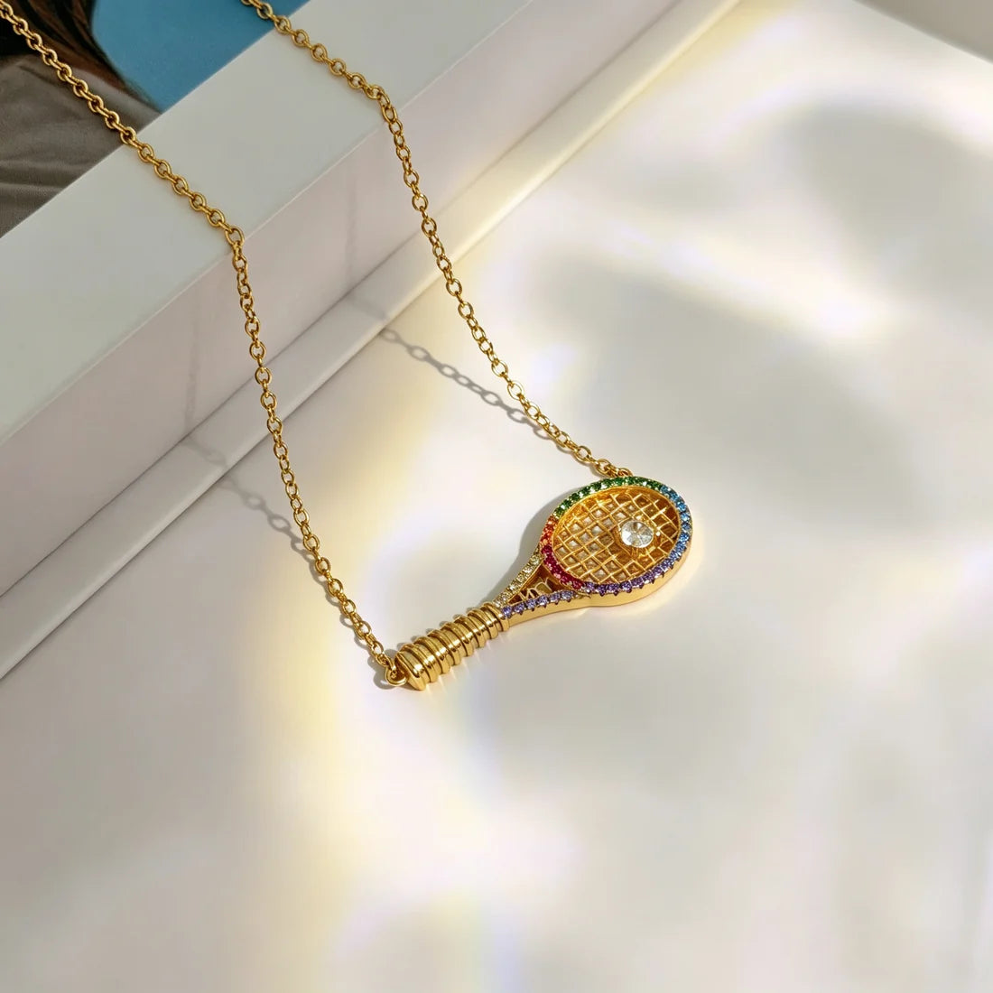 Custom Iced-Out Tennis Racket Necklace & Bracelet | Personalized Sports Jewelry