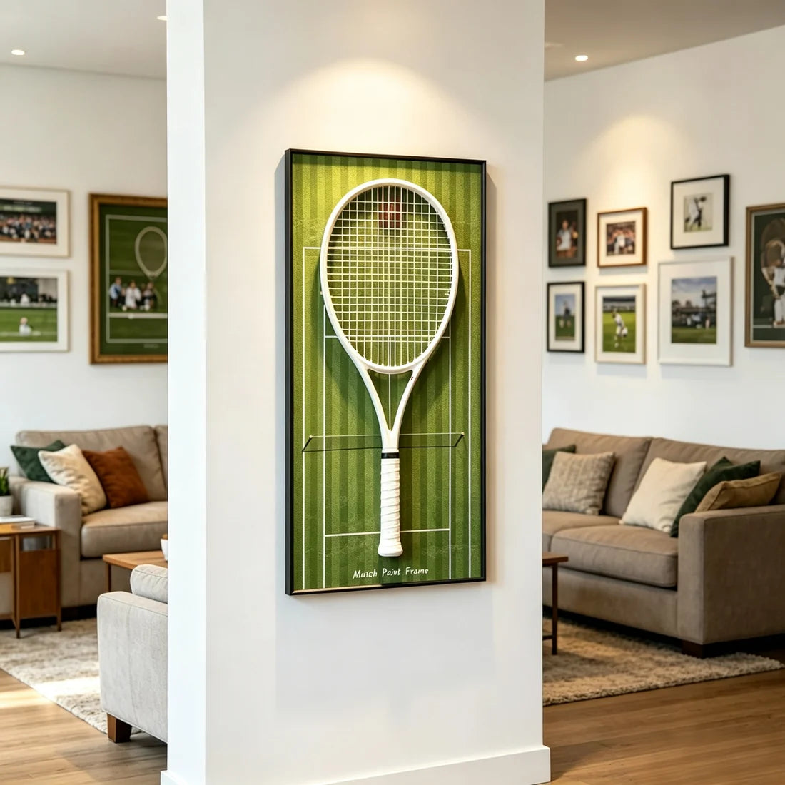Grass Green Tennis Racket Display Frame – Wall Mount Racquet Holder & Tennis Room Decor (Excluding the racket）