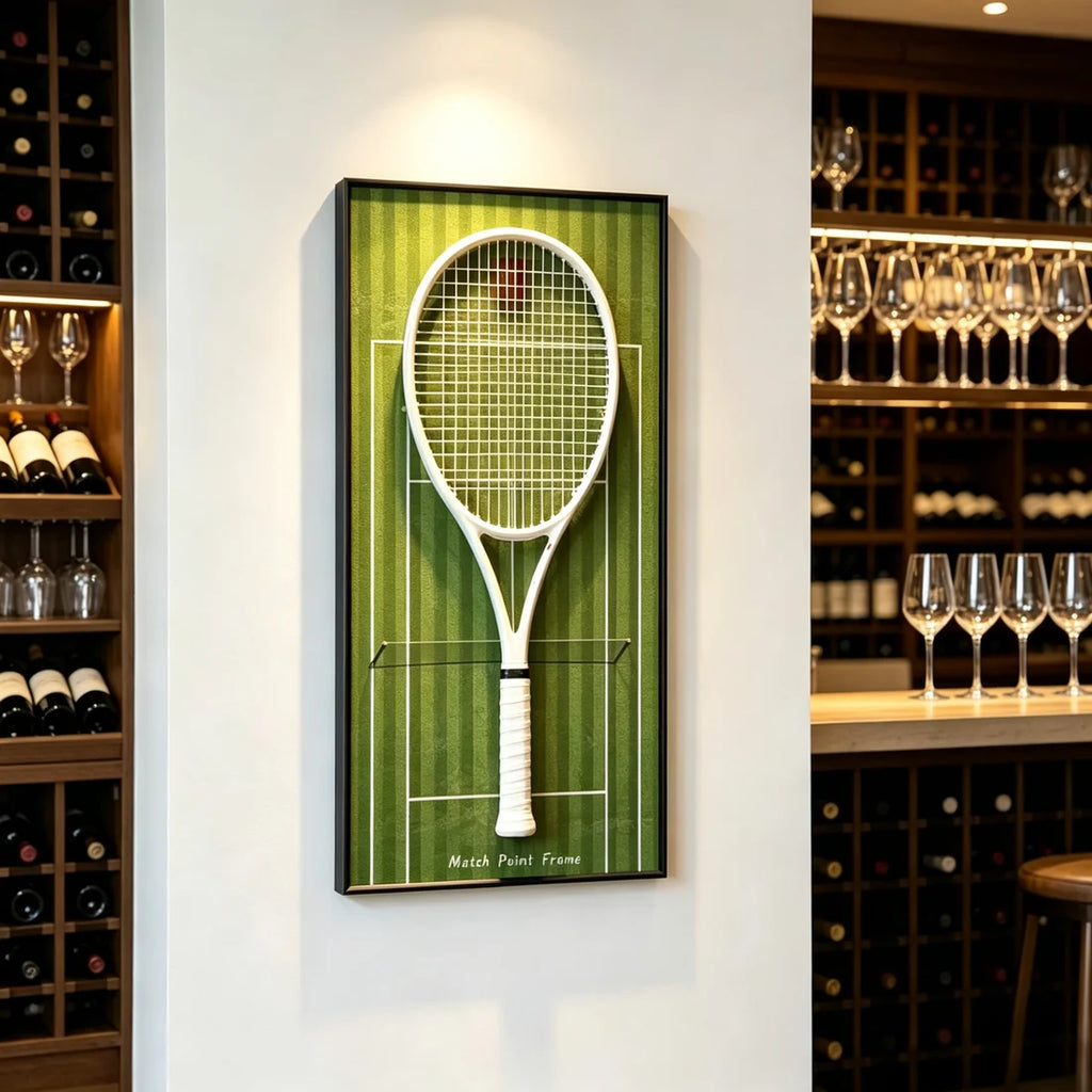 Grass Green Tennis Racket Display Frame – Wall Mount Racquet Holder & Tennis Room Decor (Excluding the racket）