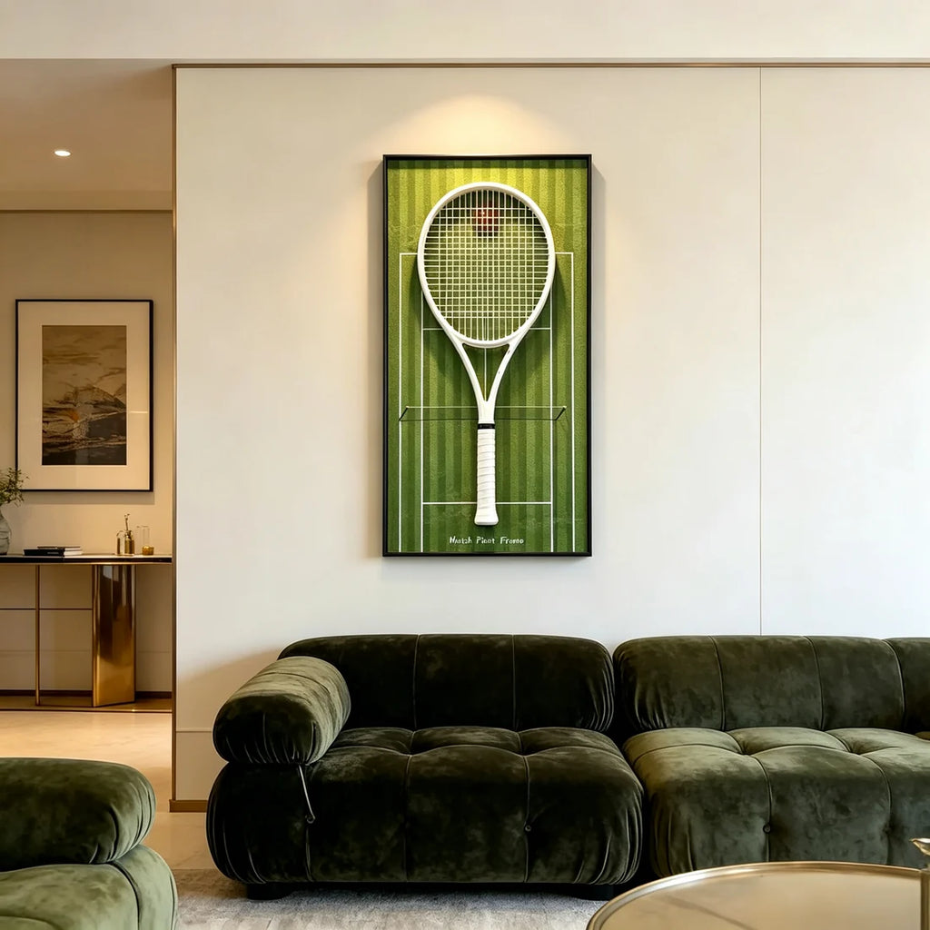Grass Green Tennis Racket Display Frame – Wall Mount Racquet Holder & Tennis Room Decor (Excluding the racket）