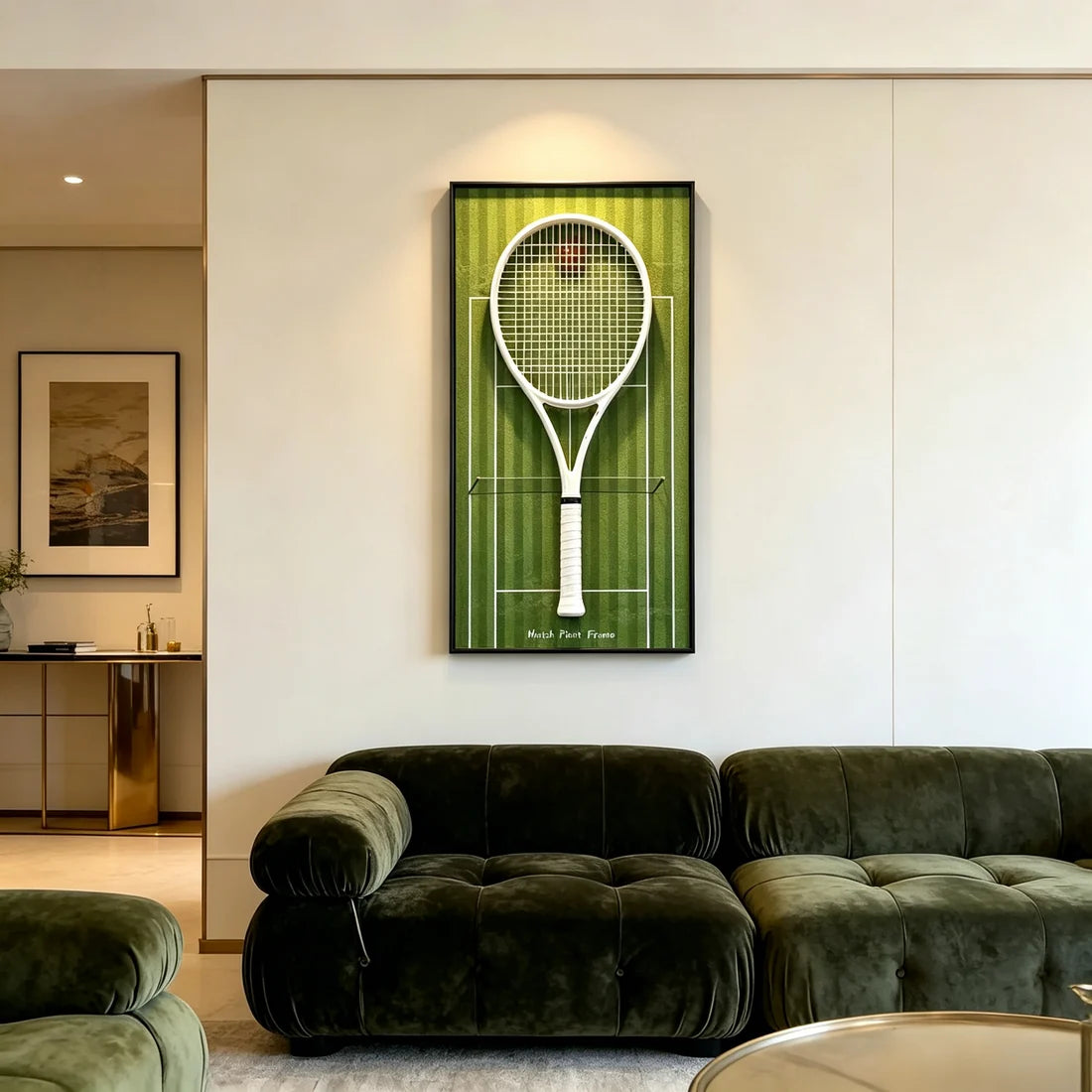 Grass Green Tennis Racket Display Frame – Wall Mount Racquet Holder & Tennis Room Decor (Excluding the racket）