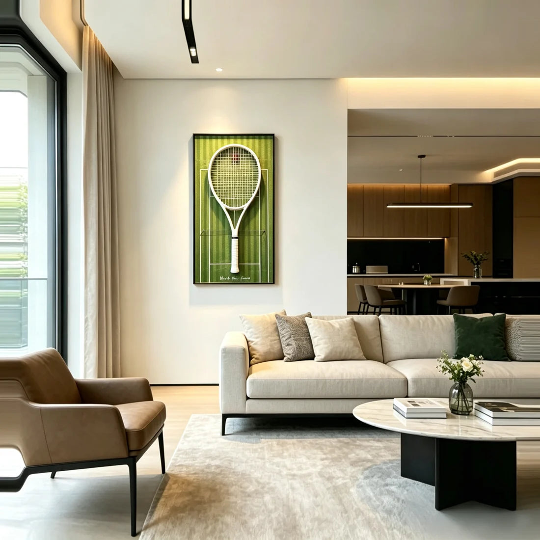 Grass Green Tennis Racket Display Frame – Wall Mount Racquet Holder & Tennis Room Decor (Excluding the racket）