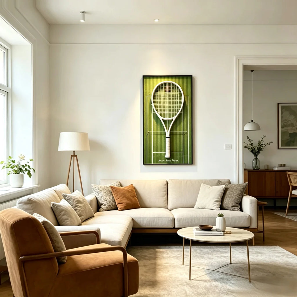 Grass Green Tennis Racket Display Frame – Wall Mount Racquet Holder & Tennis Room Decor (Excluding the racket）