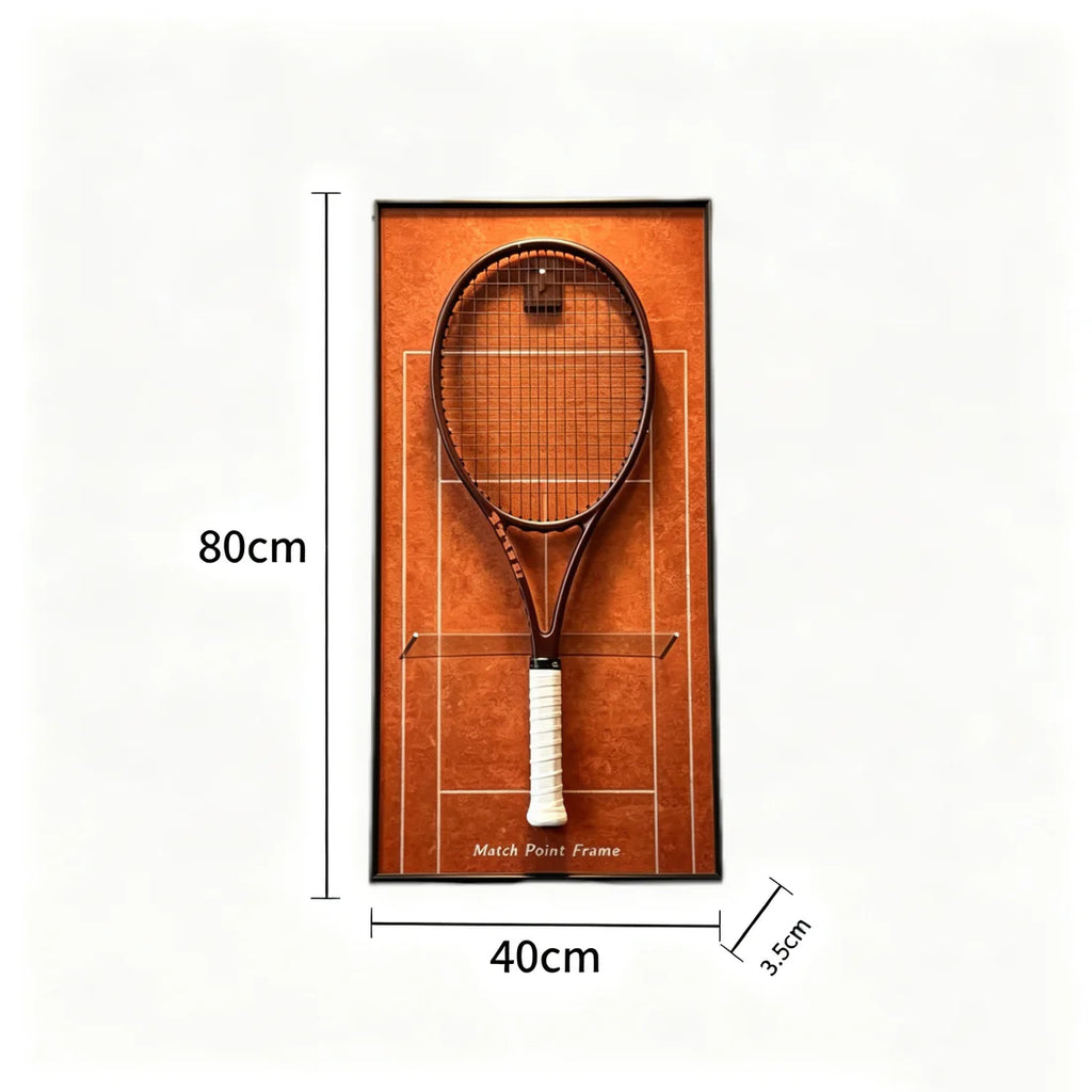 Red Clay Tennis Racket Display Frame – Wall Mount Racquet Holder & Tennis Room Decor (Excluding the racket）