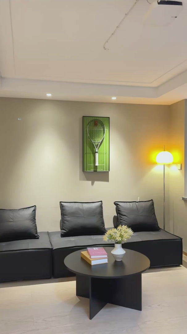 Grass Green Tennis Racket Display Frame – Wall Mount Racquet Holder & Tennis Room Decor (Excluding the racket）